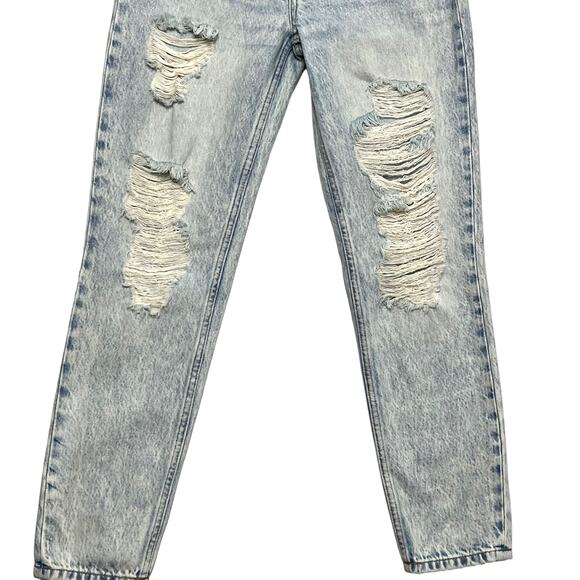 Zara High Rise Skinny Jeans Sz 6 Distressed Light Wash Blue Rigid Denim - Picture 3 of 11